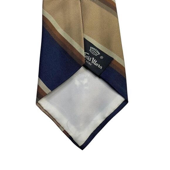 VINTAGE WOOLF BROTHERS COUNTESS MARA TIE Blue Copper Shades of Brown, PREOWNED - Picture 2 of 7